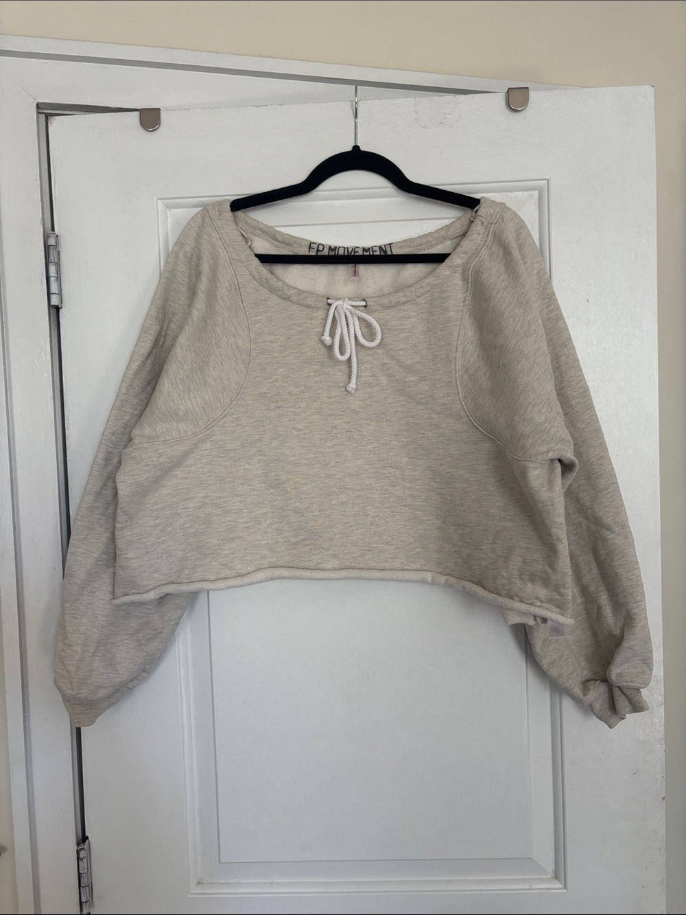 FP Movement For The Win Off The Shoulder Sweatshirt, Oatmeal Beige, S - Picture 2 of 8